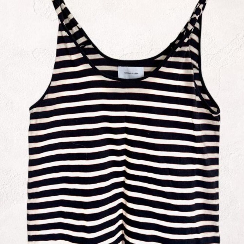 Navy Cream Striped Cotton Tank Top Coastal Nautical Current Elliott NWT Medium